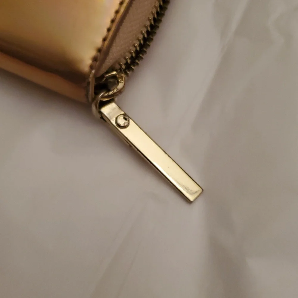 Kate Spade New York Iridescent Rose Gold Zip Wallet